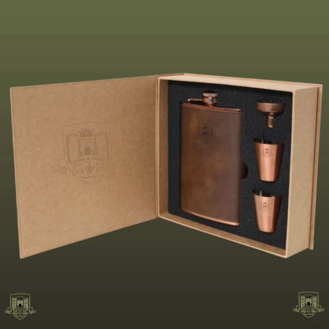 The Hunter’s Heart Copper Hip Flask Set with Funnel & Shot Cups - Image 4